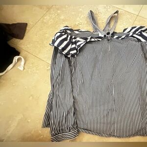 J. Crew Navy and White Striped Top